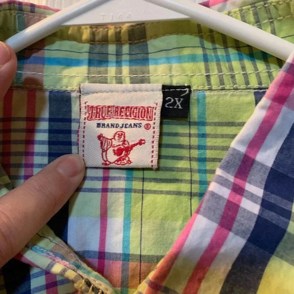 True Religion women’s button down(snaps) long sleeve plaid shirt, 100% cotton 2X - Picture 4 of 10